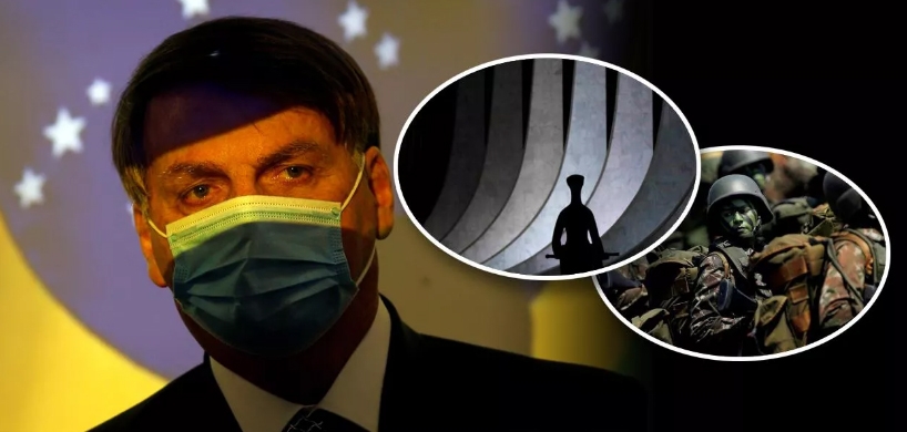 Jair Bolsonaro, fachada do STF e Forças Armadas (Foto: Reuters)