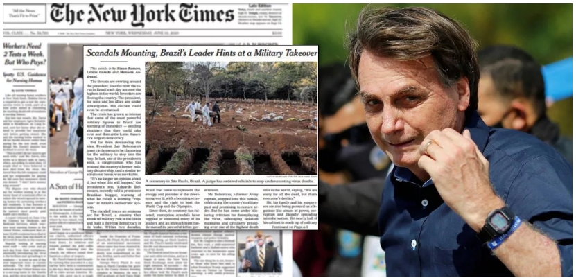 Capa do New York Times e Jair Bolsonaro (Foto: Reprodução | Reuters)